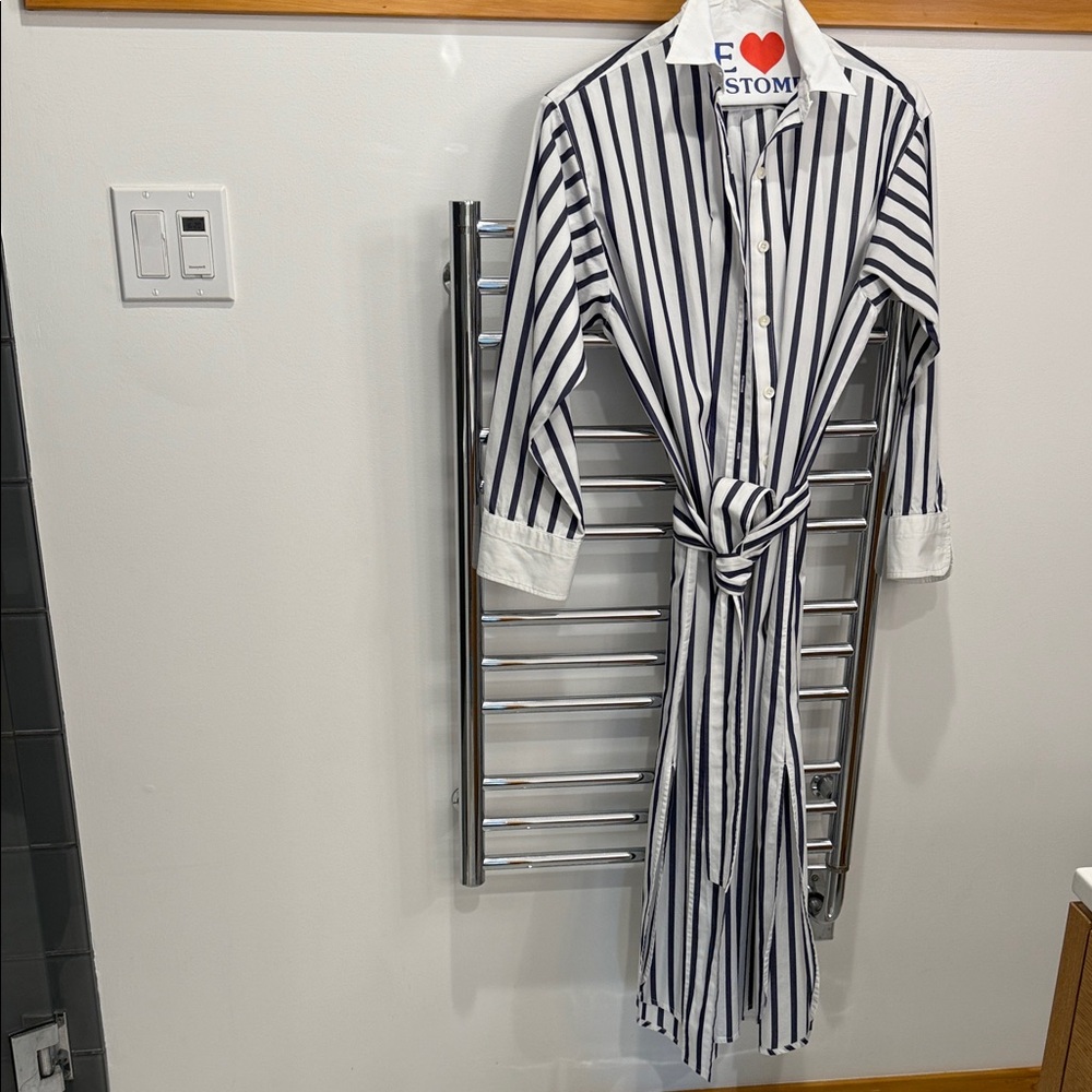 Marie Marie collab with J Crew, Striped Button-Up Dress with Belt